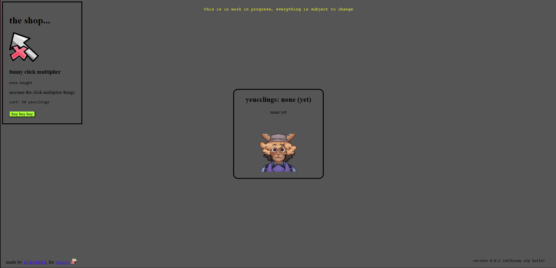 screenshot of yeucc clicker